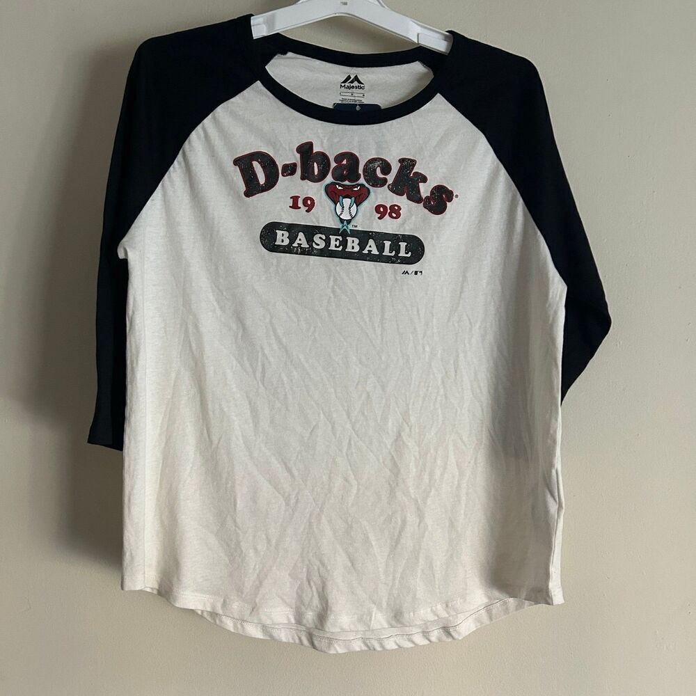 NEW MLB Womens Arizona Diamond Backs 3/4 sleeve Baseball T-shirt Size L